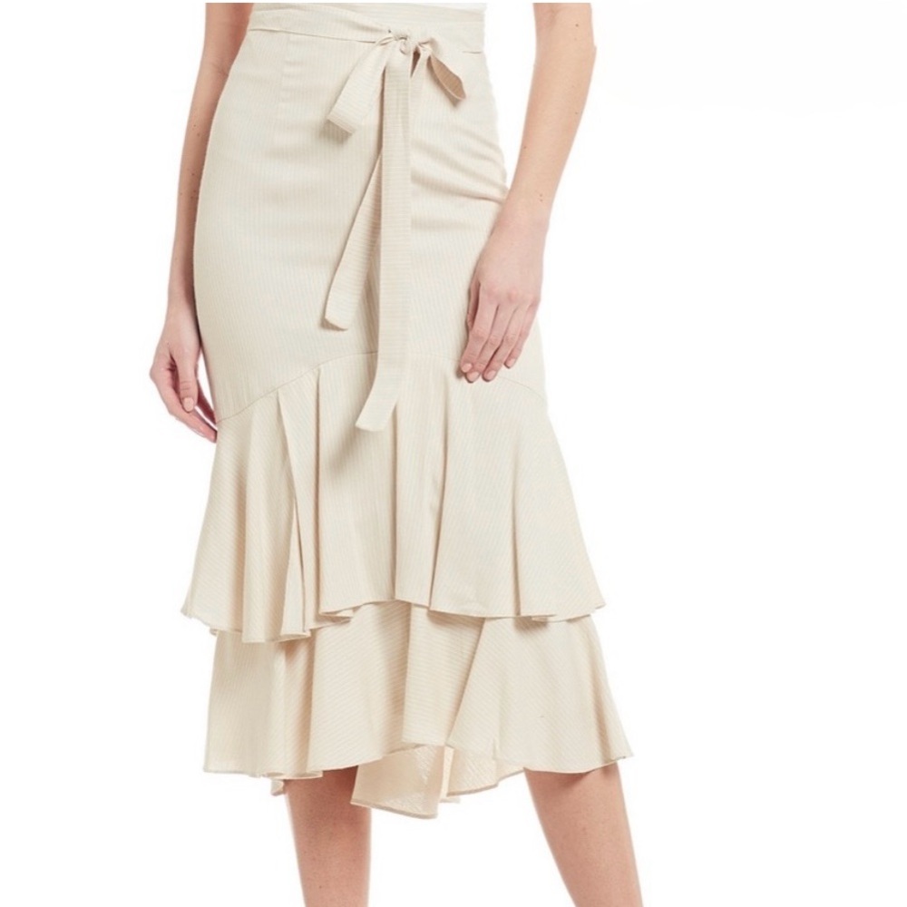 ANTONIO MELANI Cream Asymmetrical Tiered Skirt